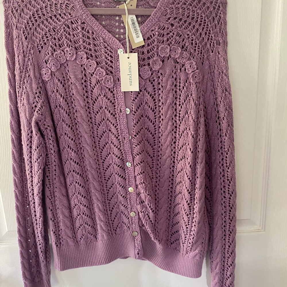 Sundance crocheted, cotton cardigan
